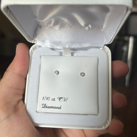 1/10 Ct. Diamond 10k White Gold Bezel Stud Earrings - Picture 2 of 10